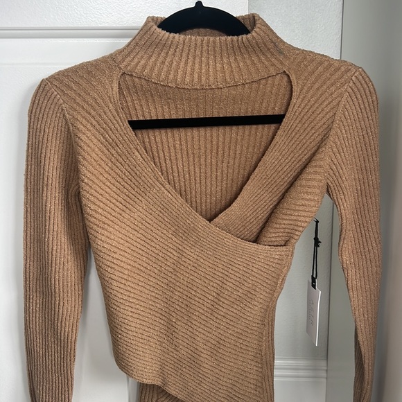 ASTR the Label: Ribbed Mock Neck Ribbed Wrap Sweater - Picture 4 of 9